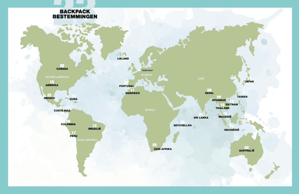 23 Backpack Bestemmingen boek inkijkexemplaar