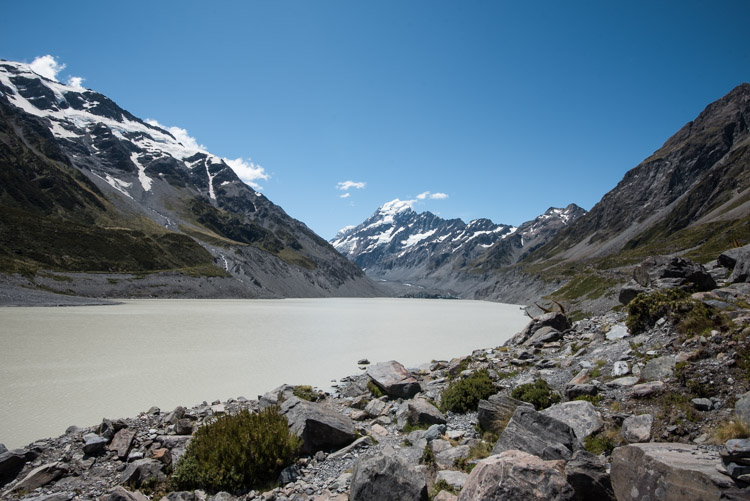 Hooker Valley Track Nieuw Zeeland einde