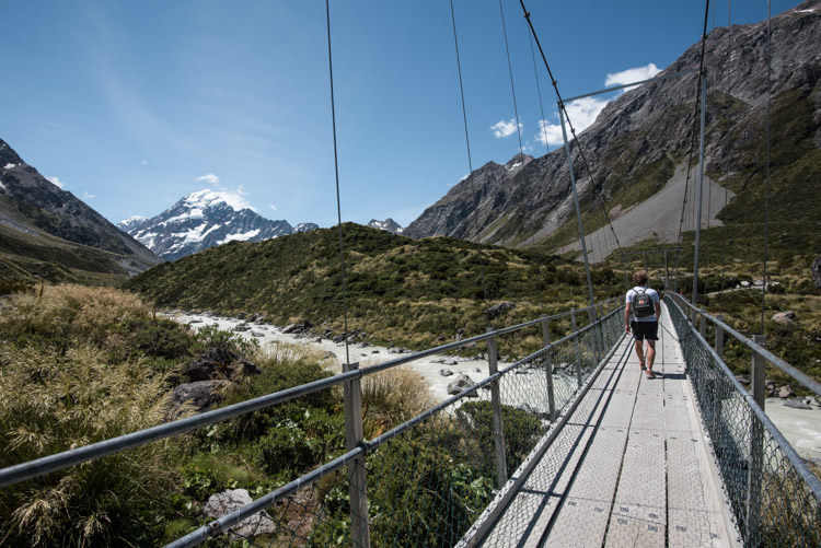 Hooker Valley Track Nieuw Zeeland loopbrug