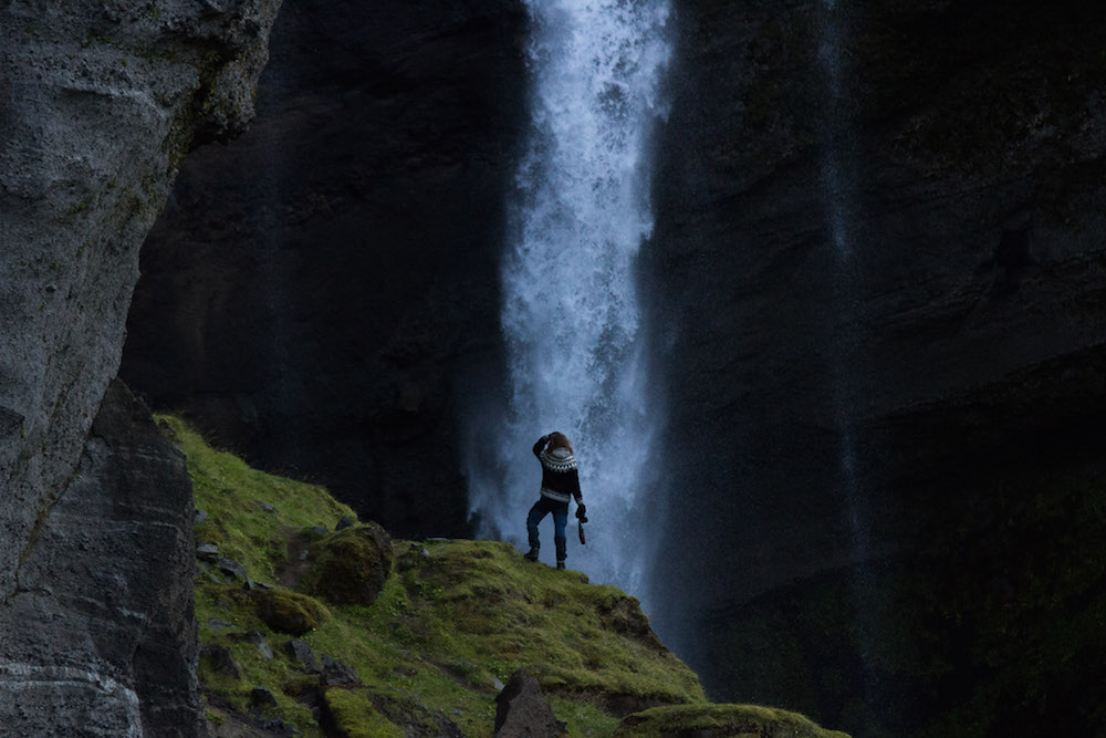 ijsland foto's waterval