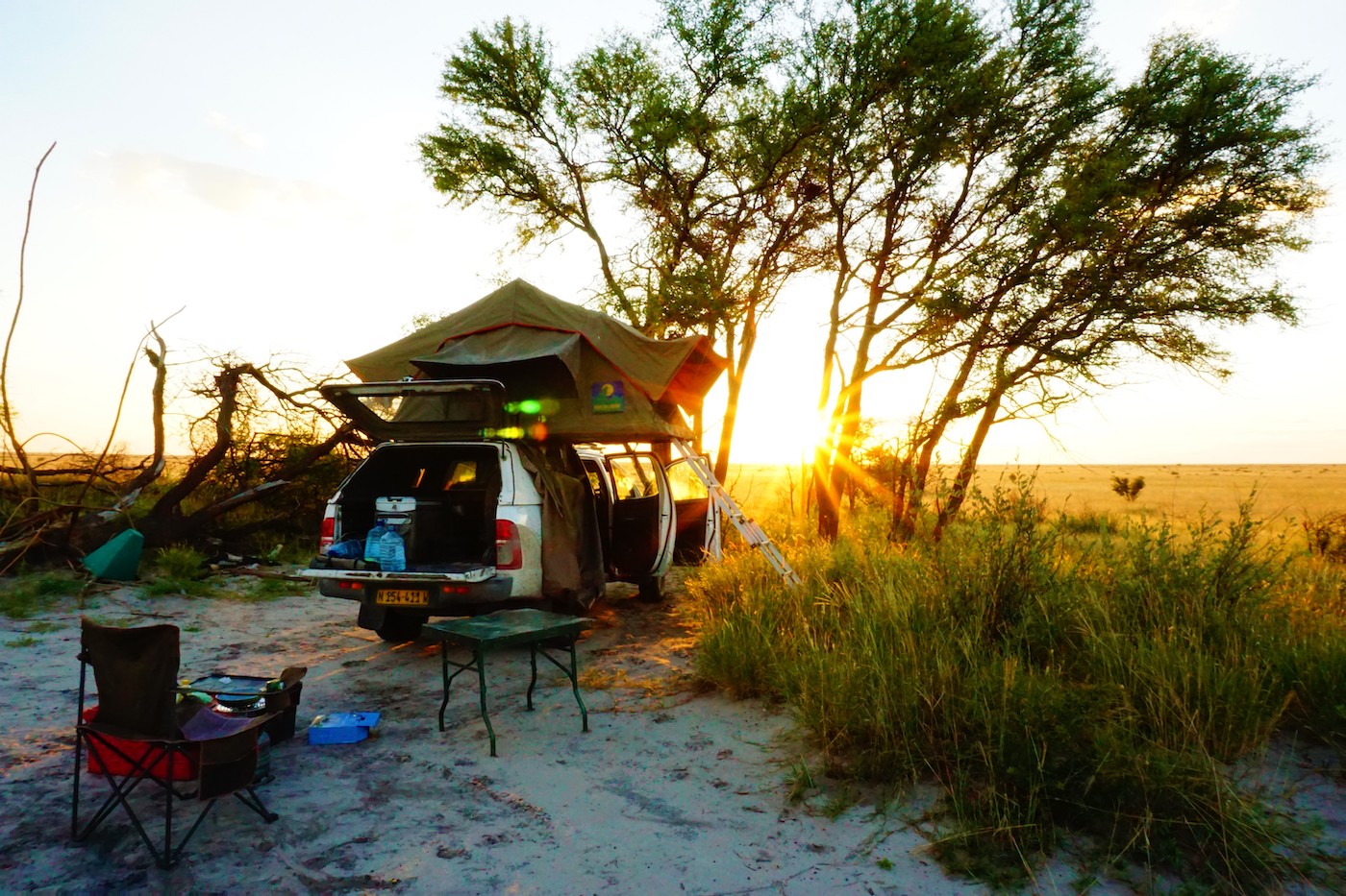 Makgadikgadi pans Botswana kamperen tentdak