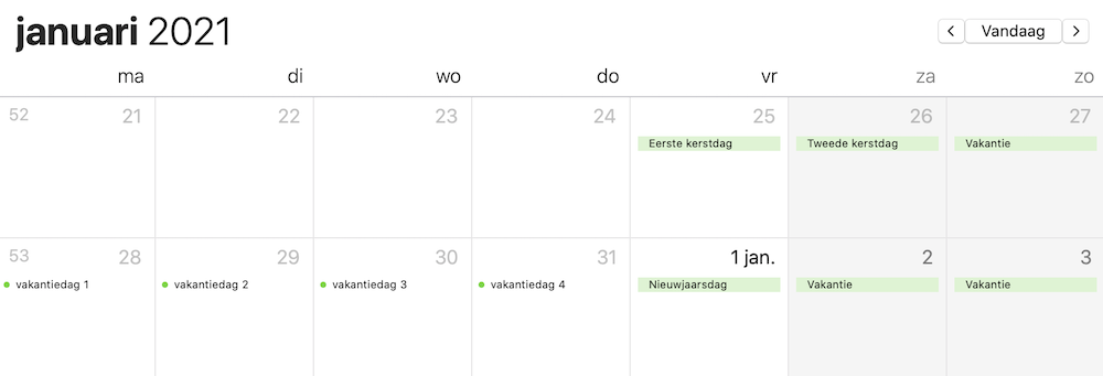 Meer vakantiedagen 2021 januari