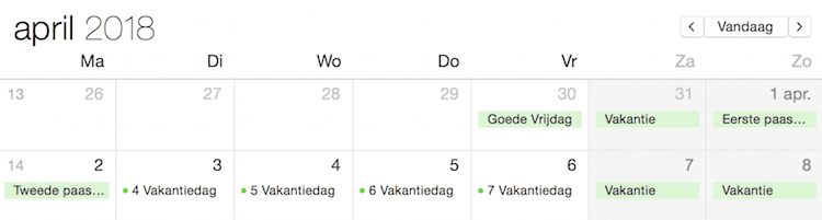 Meer vakantiedagen in 2018