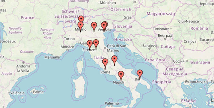 Roadtrip route europa italie