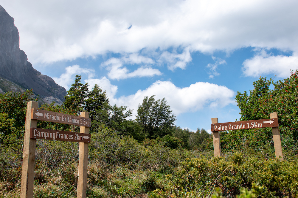 bewegwijzering w-trek torres del paine