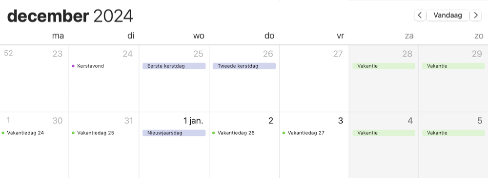 feestdagen 2024 vakantie vrij nemen