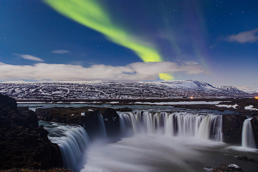 noord ijsland Noorderlicht Goðafoss waterfall