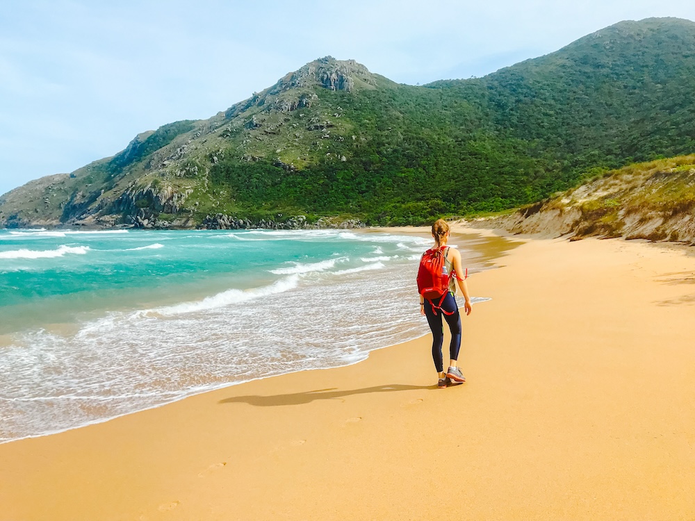 wandelen op het strand, Florianópolis