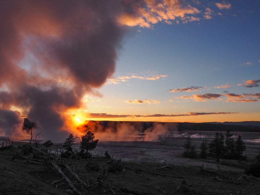 yellowstone national park zonsondergang rondreis